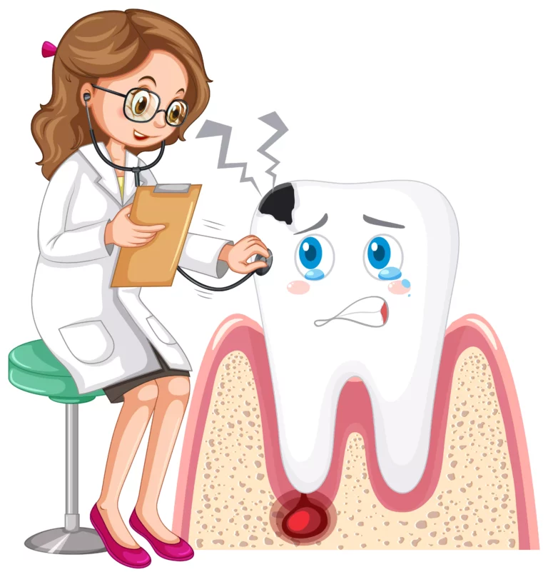 A Girl Checking Up a Tooth Cartoonized