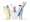 Family Image Cartoonized Holding Toothbrush and Toothpaste