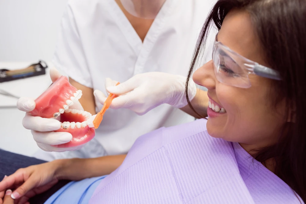Dentist Demonstrating a Teeth to her Patient