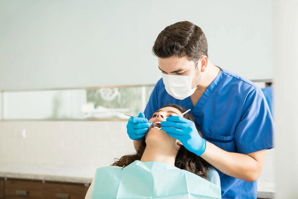 Patient having dental cleanings